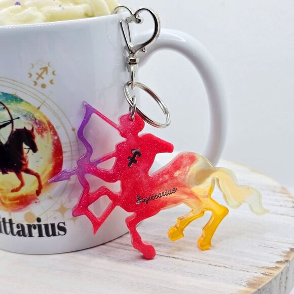 Sagittarius Zodiac Candle Gift Set – 11oz Layered Mug Candle + Resin Keychain - Picture 5 of 13